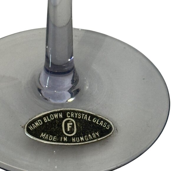 VTG Hand Blown Crystal Decanter 6 Glasses MCM 60’s Smoky Lavender Gold Hungary - Picture 6 of 12